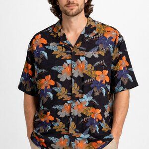 Billabong Sundays Men's XL Shirt Floral Woven Hawaiian Short Sleeve Button-Down